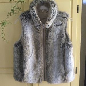 Faux Fur Reversible Zippered Vest w/Pockets